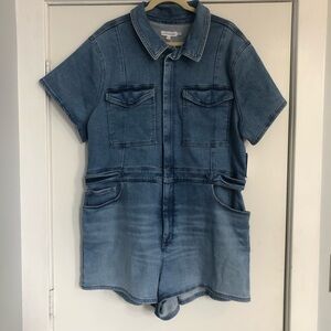 Good American Fit for success shorts jumpsuit romper blue Jean denim plus size
